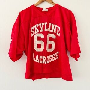 Vintage Lacrosse Jersey - Skyline Youn 66 - Red and White